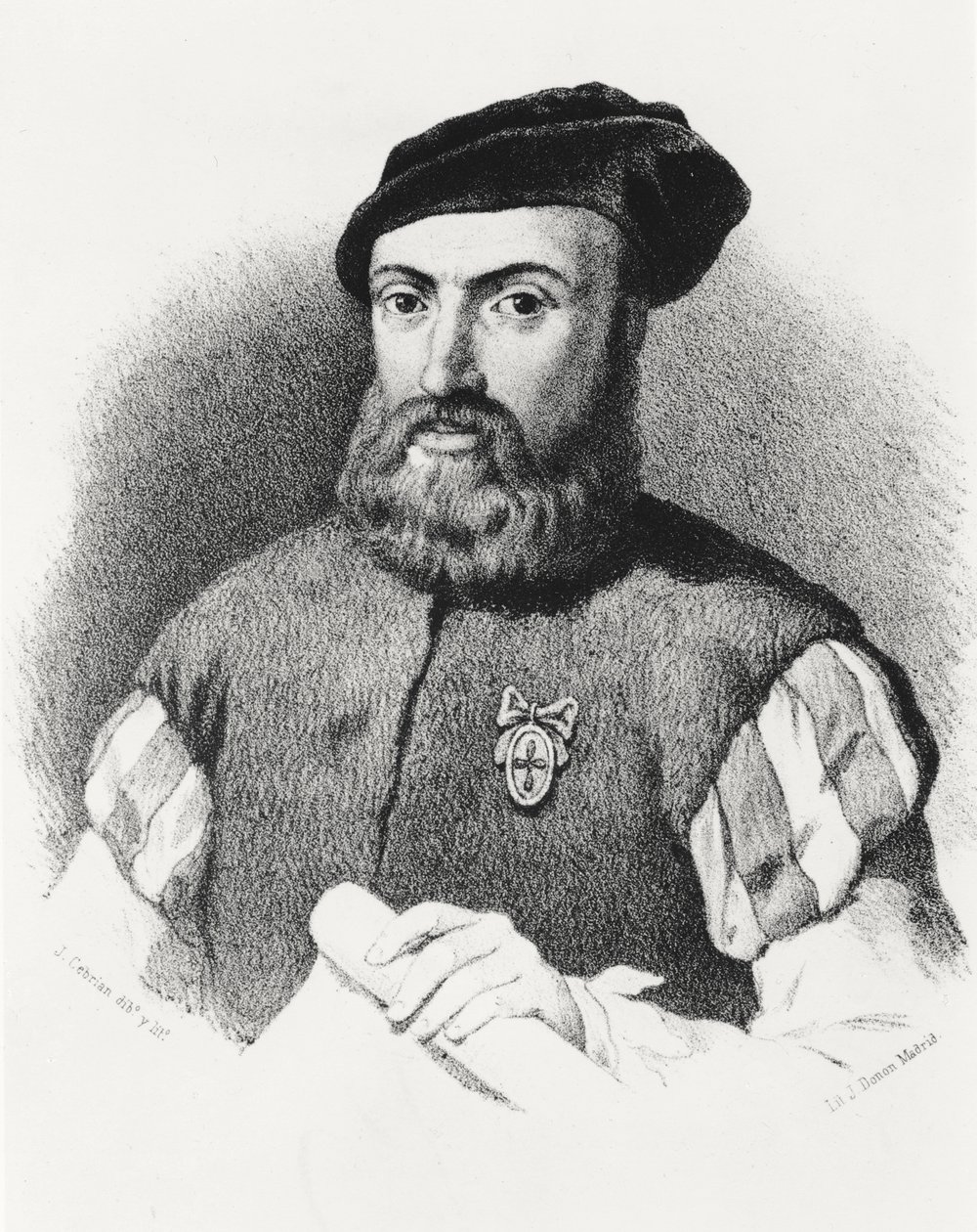 Ferdinand Magellan (ca 1480-1521) (litografi) av Jose Cebrian Garcia