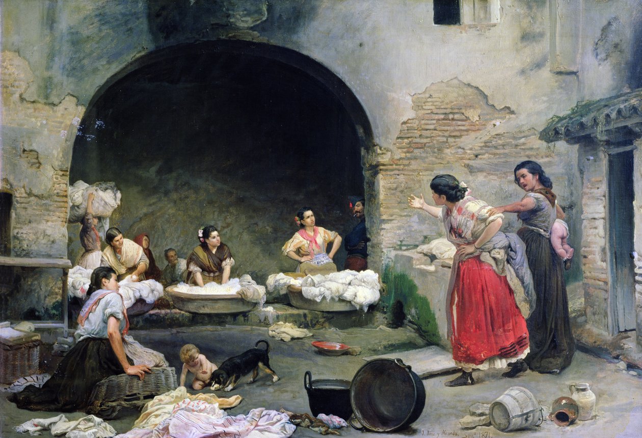 Tvättkvinnor disputerade, 1871 av Jose Jimenes Aranda