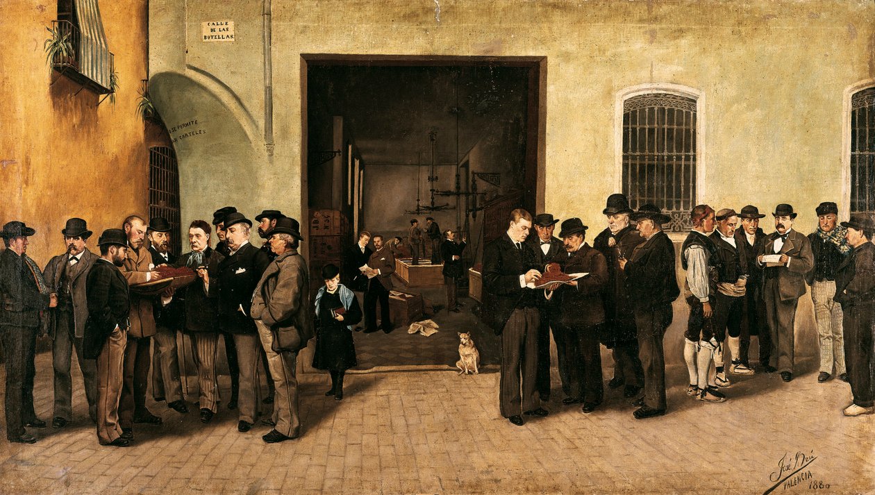 "" The Saffron Trade "" Målning av Jose Bru Albinana (1800-talet) 1880 Valencia. Museum of Bellas Artes San Pio V. av Jose Bru Albinana