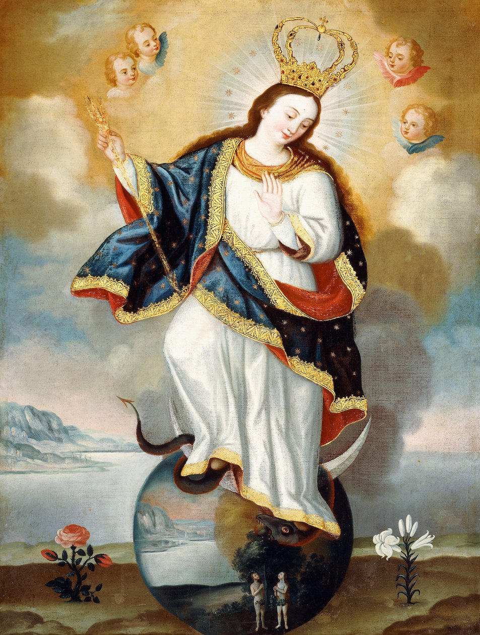 Apokalyptisk jungfru från Quito, ca 1775 (olja på duk) av Jose Cortez de Alcocer