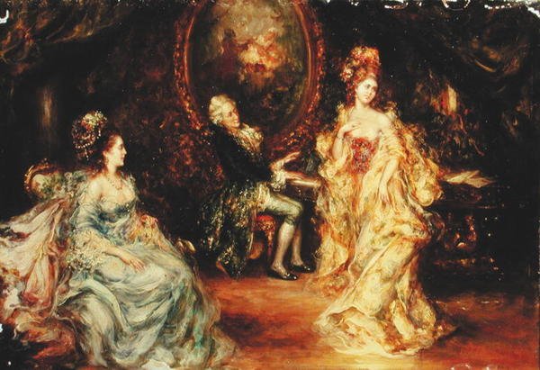 A Musical Recital (olja på panel) av Jose Espinosa