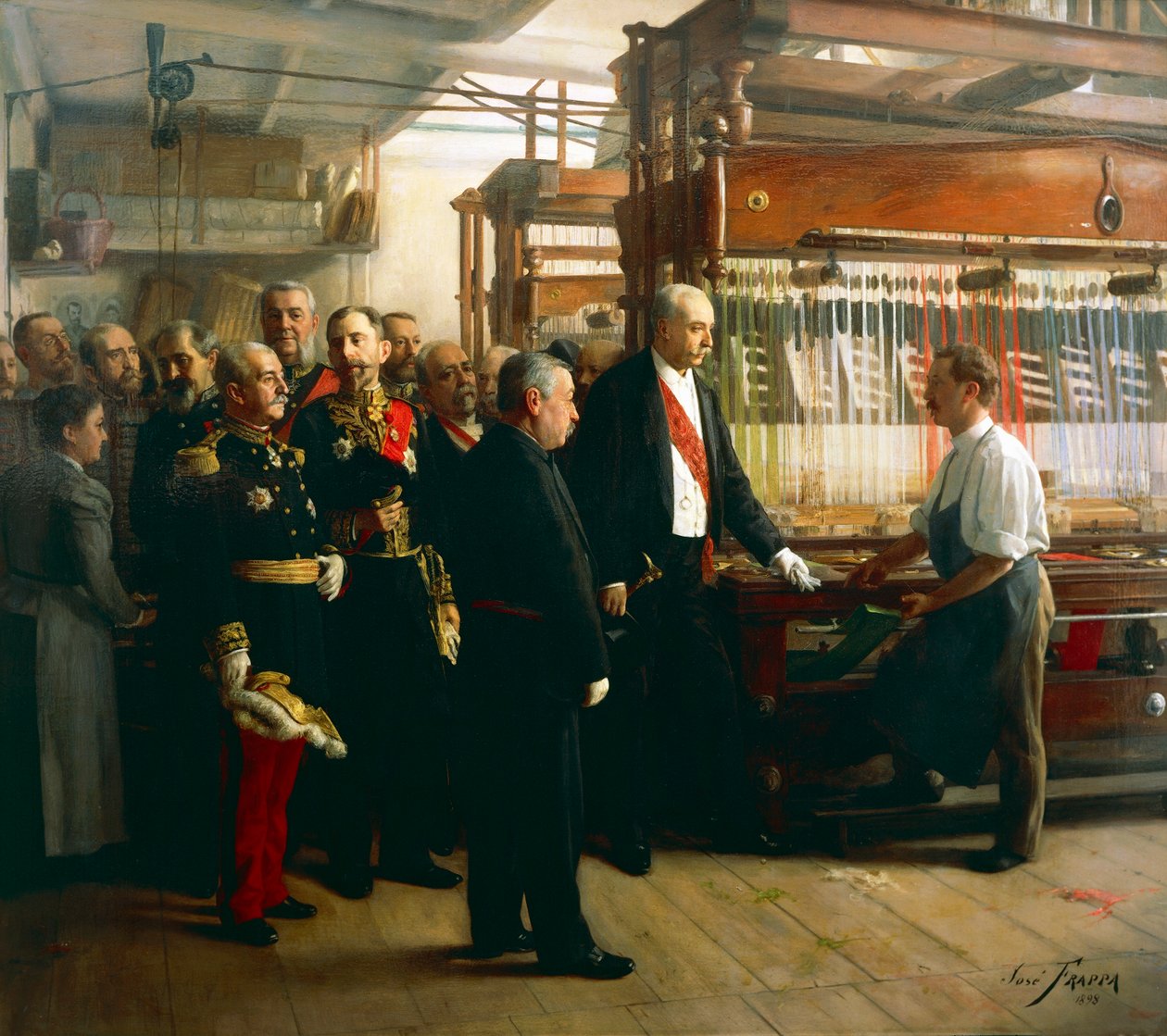 Republikens president Felix Faure besöker bandtillverkarens verkstad i Saint Etienne, 30 maj av Jose Frappa