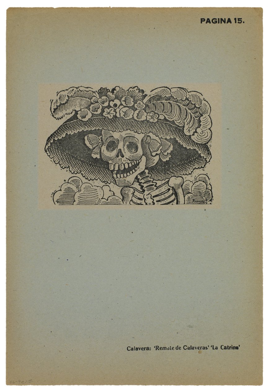 Calavera de la Catrina, ca 1910, tryckt 1943 (foto-relief etsning med gravyr) av José Guadalupe Posada