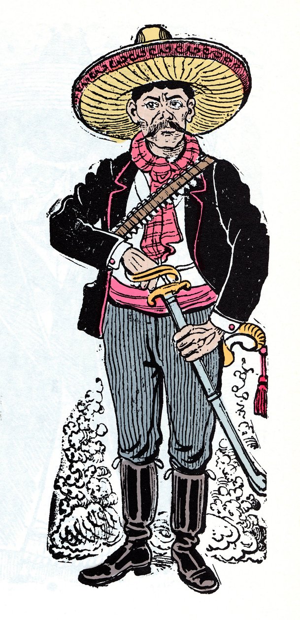 Mexikansk revolution (1910-1920) - Salazar Amador revolutionär anhängare av Emiliano Zapata - Xylografi av Jose Guadalupe Posada (1852-1913) av José Guadalupe Posada