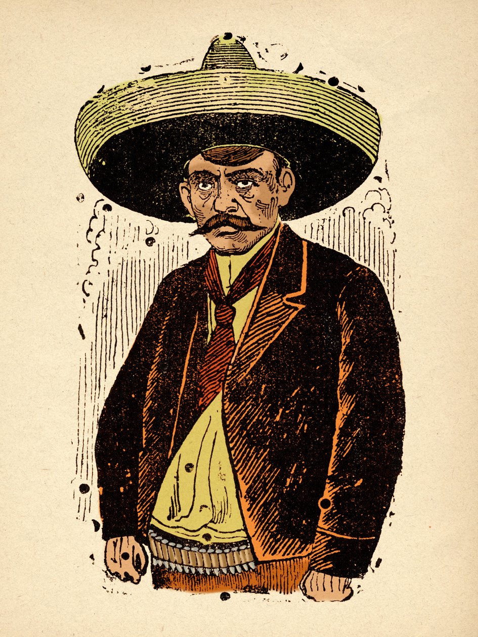 Mexikanska revolutionen - Emiliano Zapata, ca 1910-1912 (xylografi) av José Guadalupe Posada