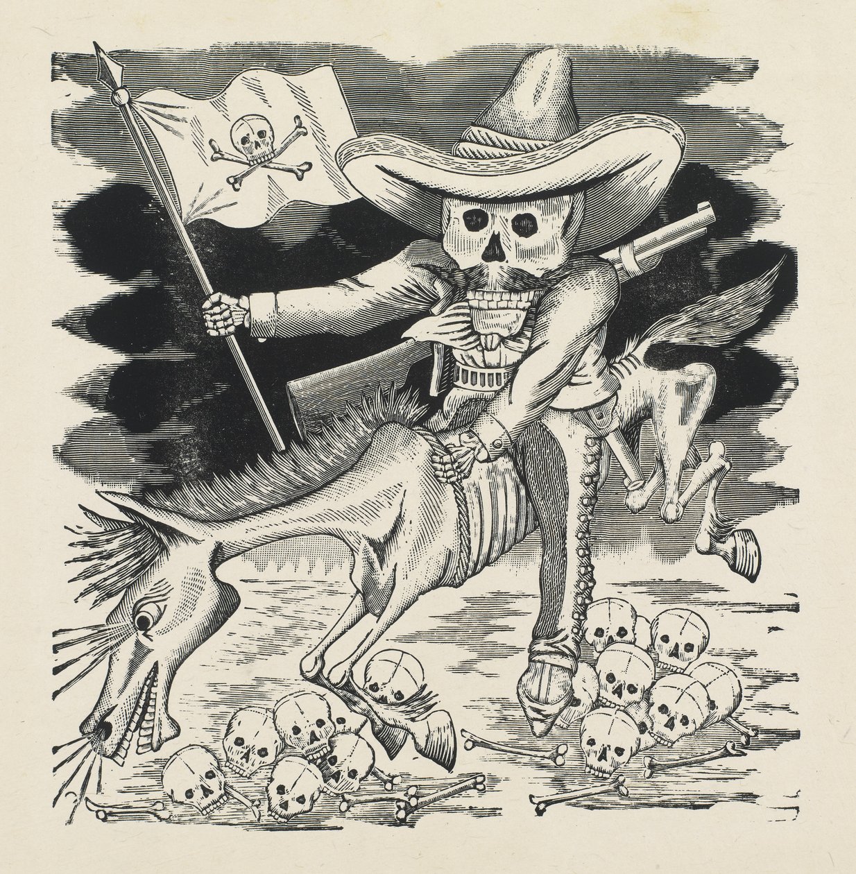 The Great Skull of Emiliano Zapata, c.1911-16, tryckt 1930 (foto-relief etsning med gravyr) av José Guadalupe Posada