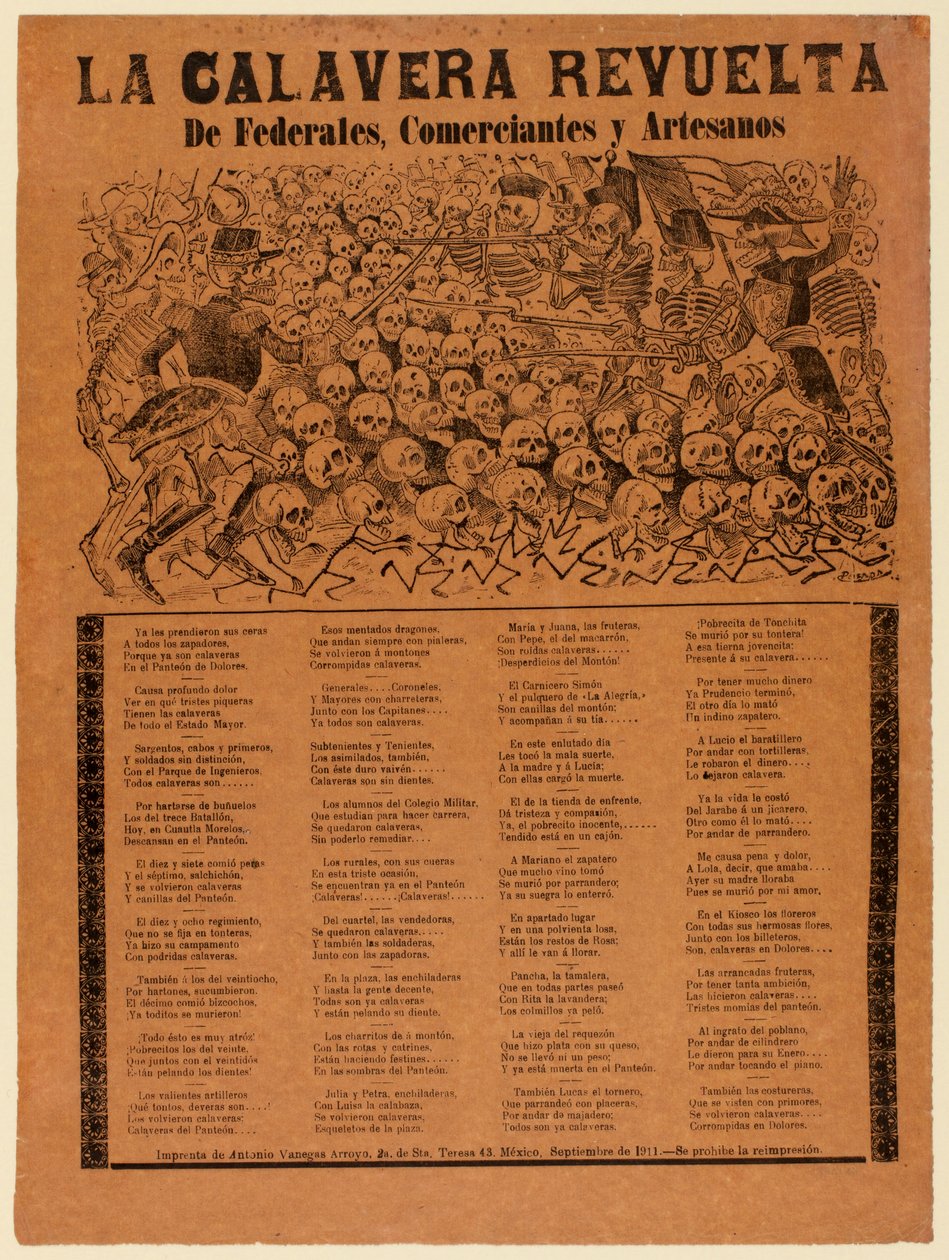 Der rebellische Calavera der Bundesarmee, Kaufleute und Handwerker av José Guadalupe Posada