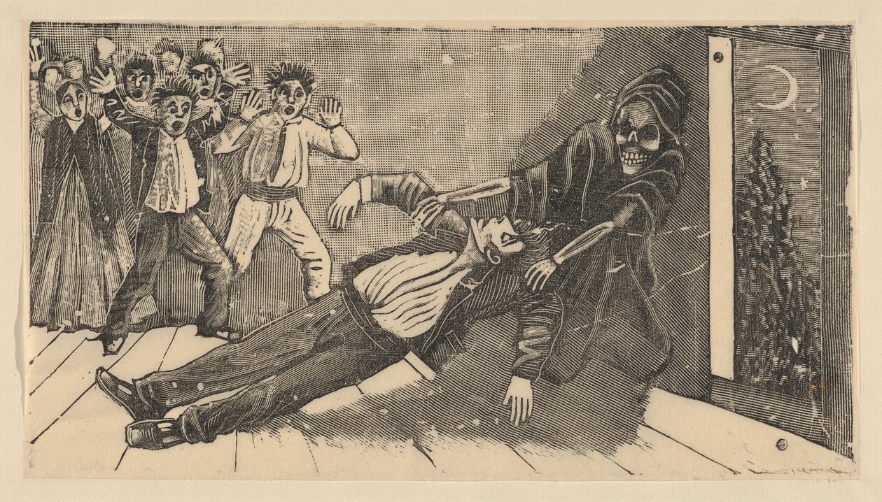Don Juan Manuels spöke visar sig för Pachita la Alfajorera av José Guadalupe Posada