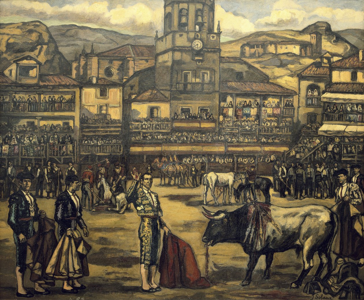 GUTIERREZ SOLANA, Jose (1886-1945). Tjurfäktning i Ronda (Capea en Ronda) av Jose Gutierrez Solana