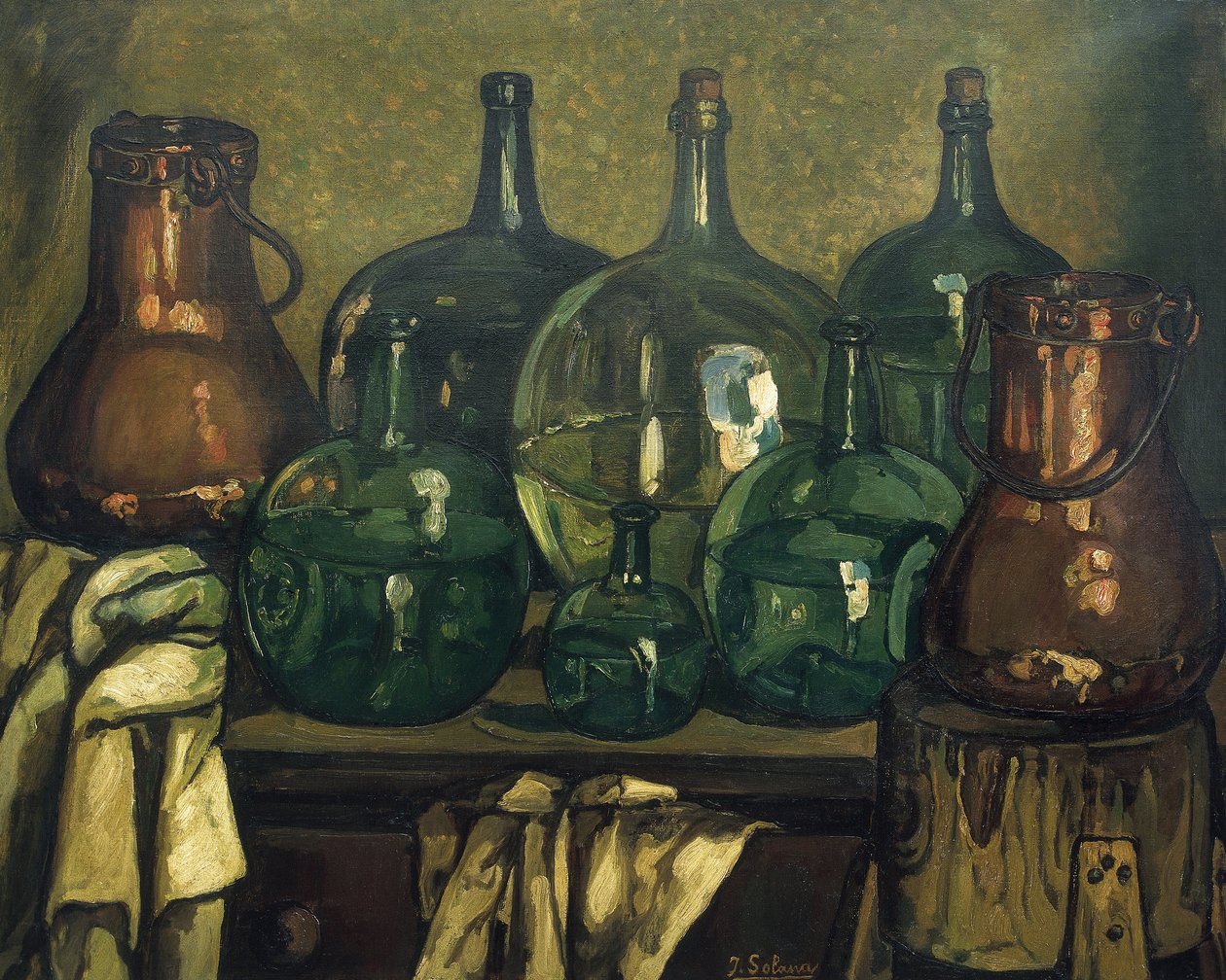 GUTIERREZ SOLANA, Jose (1886-1945). Stilleben med flaska. 1927. Samtida konst. Olja på duk. Privat samling av Jose Gutierrez Solana