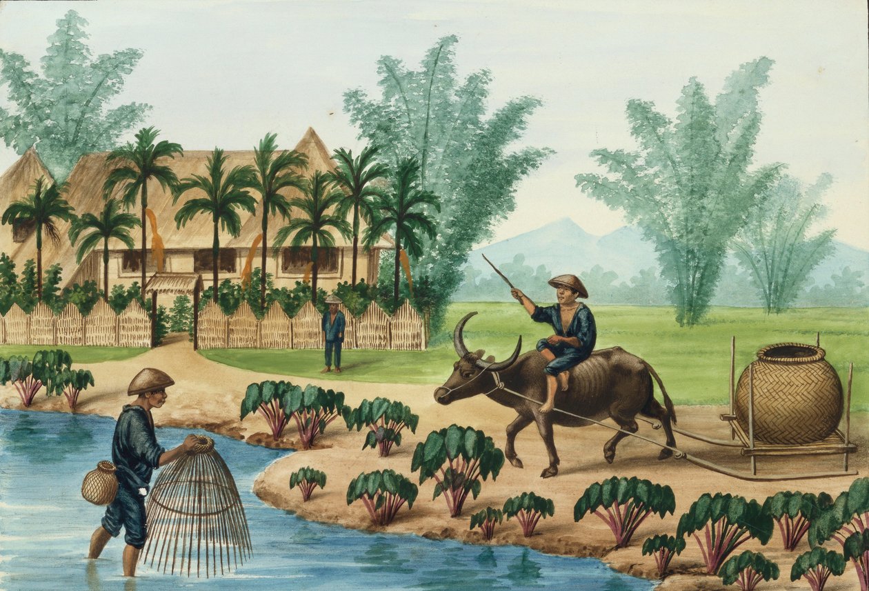 Manila och dess omgivningar: A Scene on the Pasig River av Jose Honorato Lozano