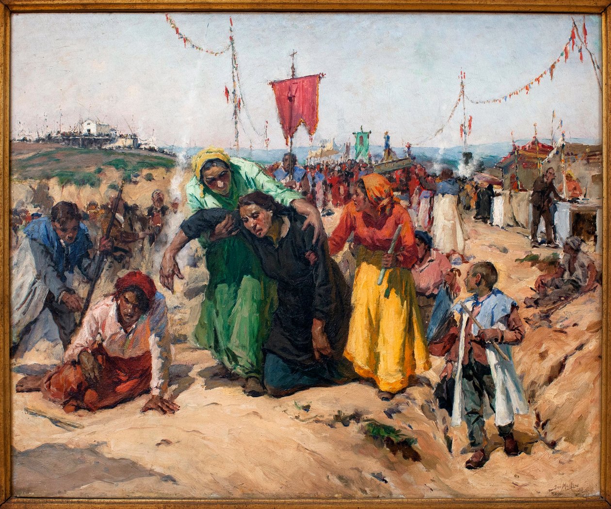 Löften; Målning av Jose Malhoa (1855-1933), Oil on Wood av José Malhoa