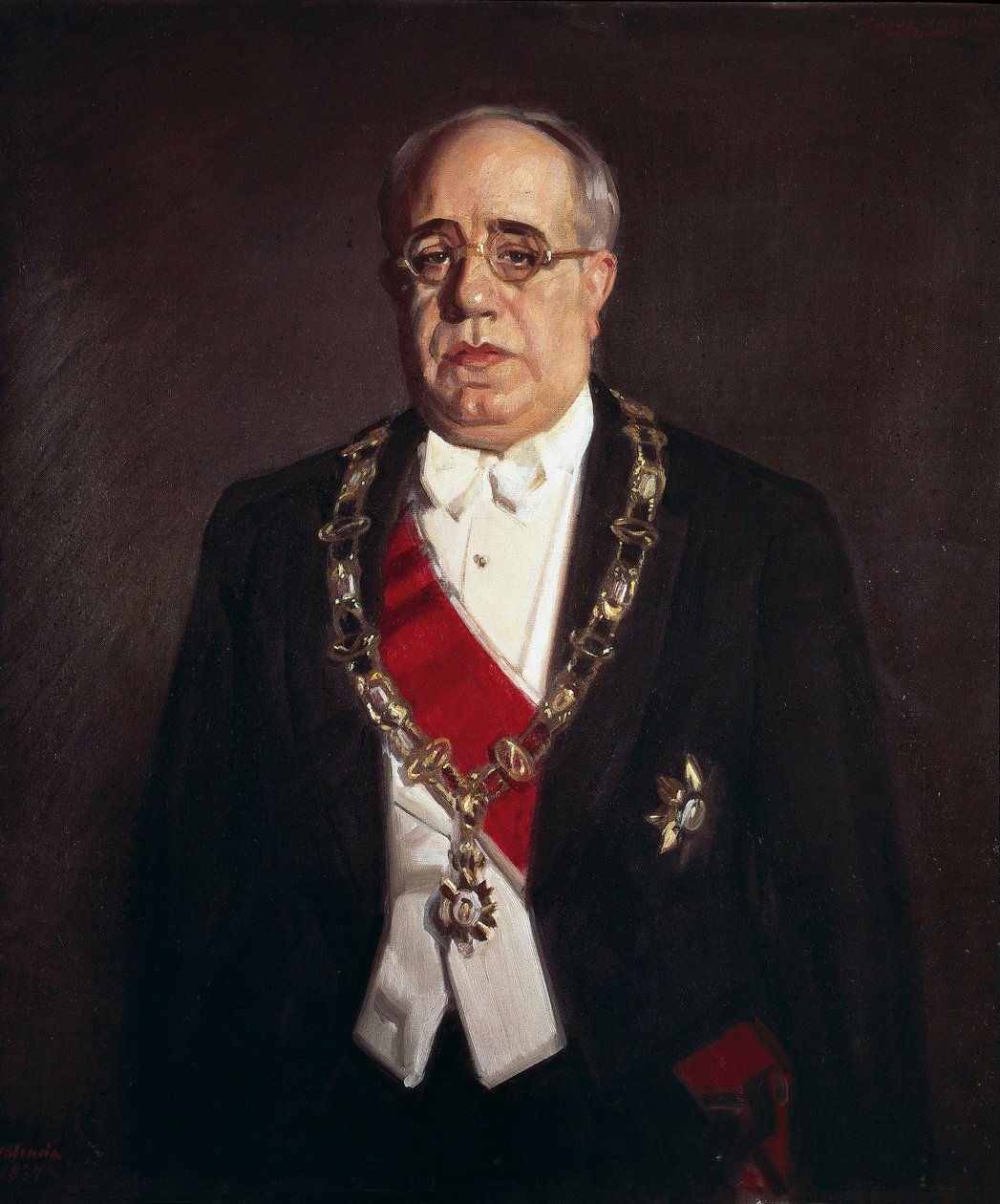 Porträtt av Manuel Azana (1880-1940), spansk politiker av Jose Maria Lopez Mezquita