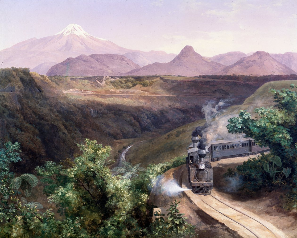 Utsikt över stratovulkanen Pico de Orizaba i Mexiko (olja på duk, sent 1800-tal) av José María Velasco