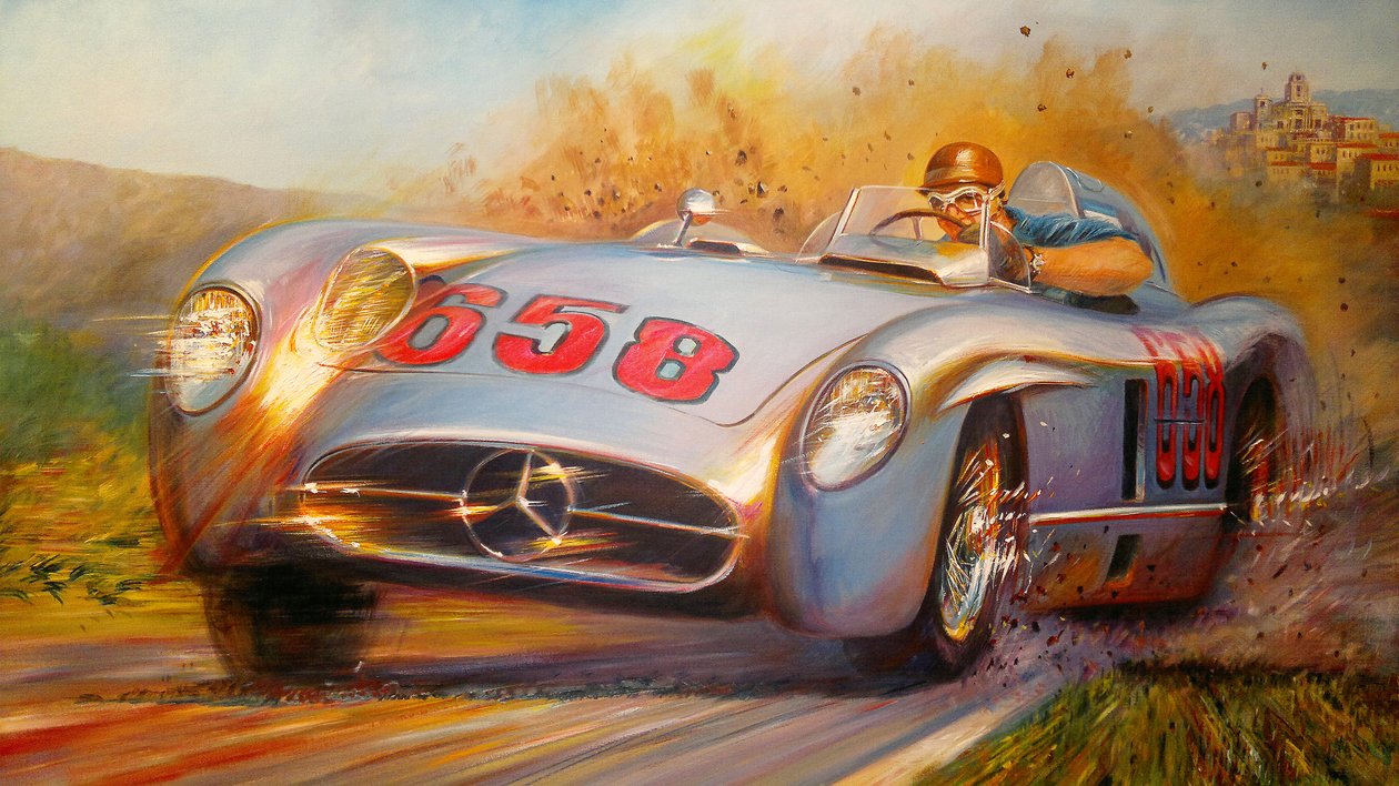 I Mille Miglia, Juan Manuel Fangio, Mercedes Benz 300 SL av Jose Maria Villafuerte