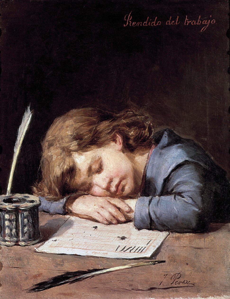 Besegrad av arbete, c. 1876-1900 (olja på duk) av Jose Perez Siguimboscum