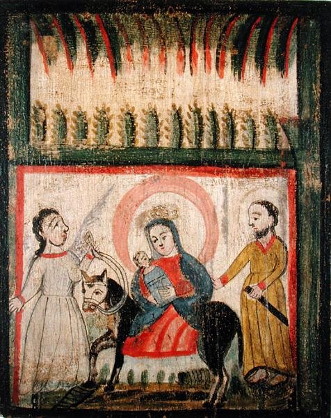 Flygningen till Egypten (måla på furu) av Jose Rafael Aragon