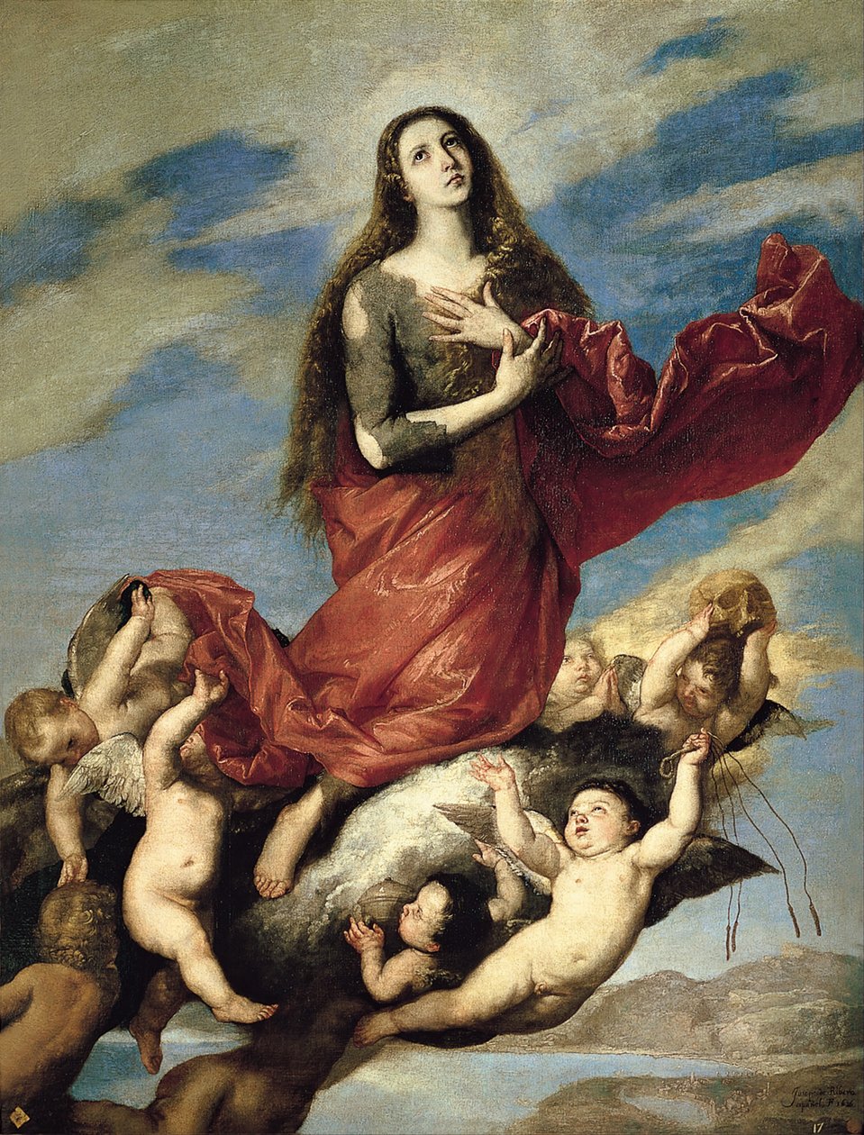 Maria Magdalena förs upp till himlen av Jose de Ribera