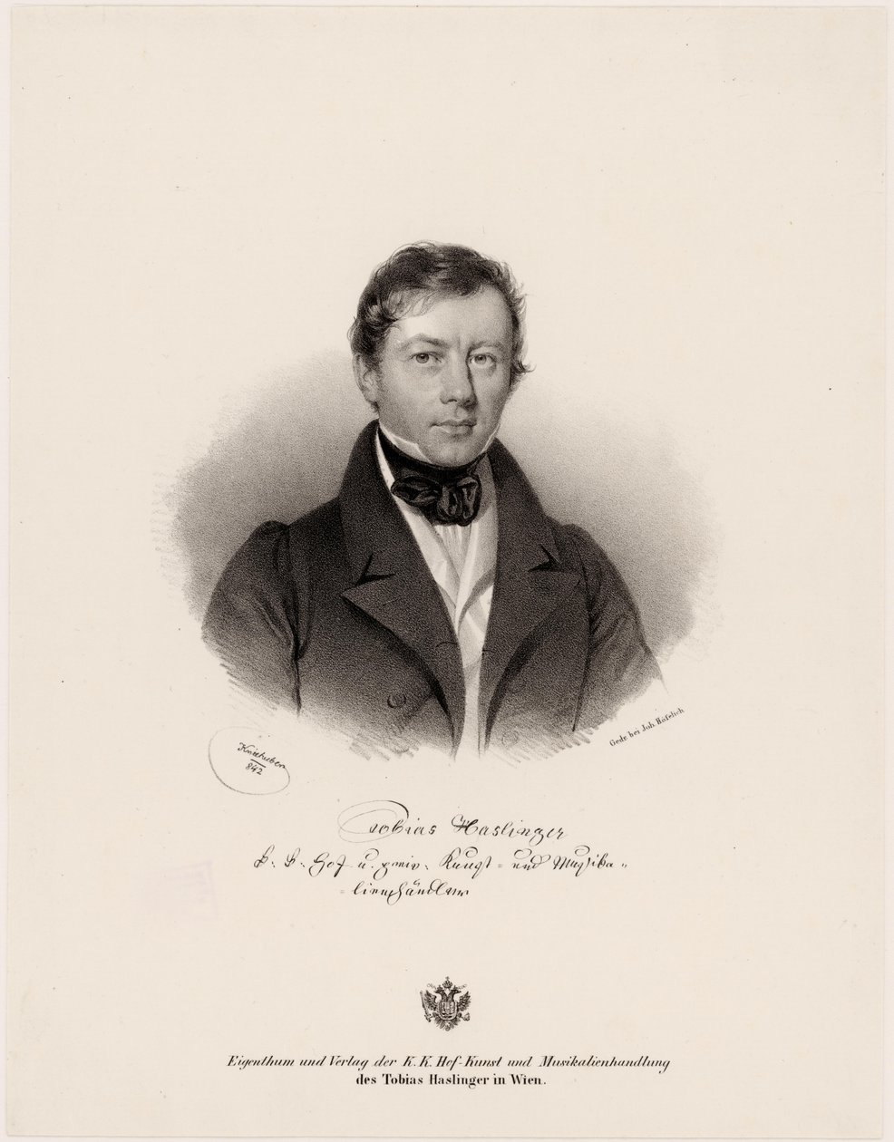 Depicted person:  Tobias Haslinger av Josef Nikolaus Kriehuber