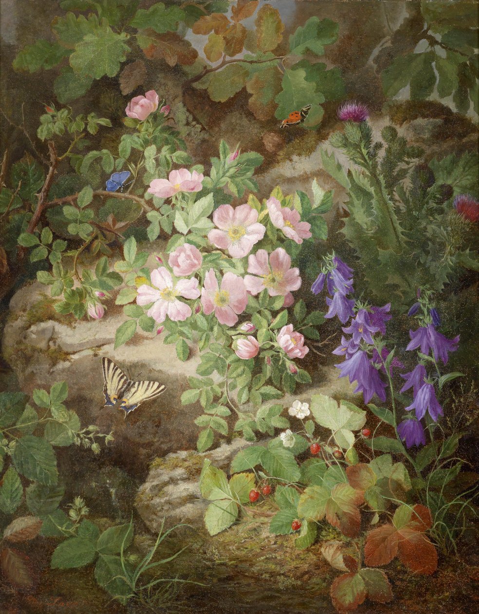 Stort stilleben med alpina blommor av Josef Lauer