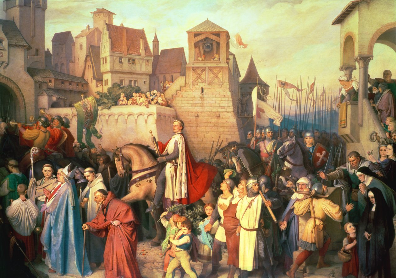 Hertig Leopold den Glorious (1176-1230) går in i Wien när han återvände från korstågen av Josef Mathias Trenkwald