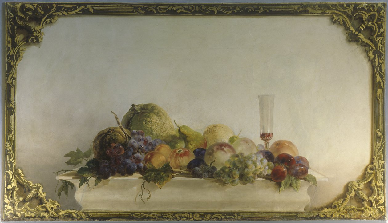 Stilleben, 1850-tal (väggmålning) av Josef Matj Navrátil