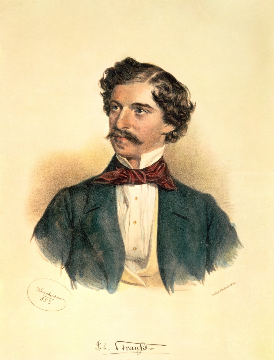 Johann Strauss den Ældre (1804-49) (tegning med vask) swed av Josef Nikolaus Kriehuber
