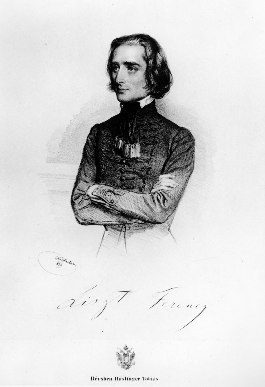 Porträtt av Franz Liszt (1811-86) 1839 av Josef Nikolaus Kriehuber