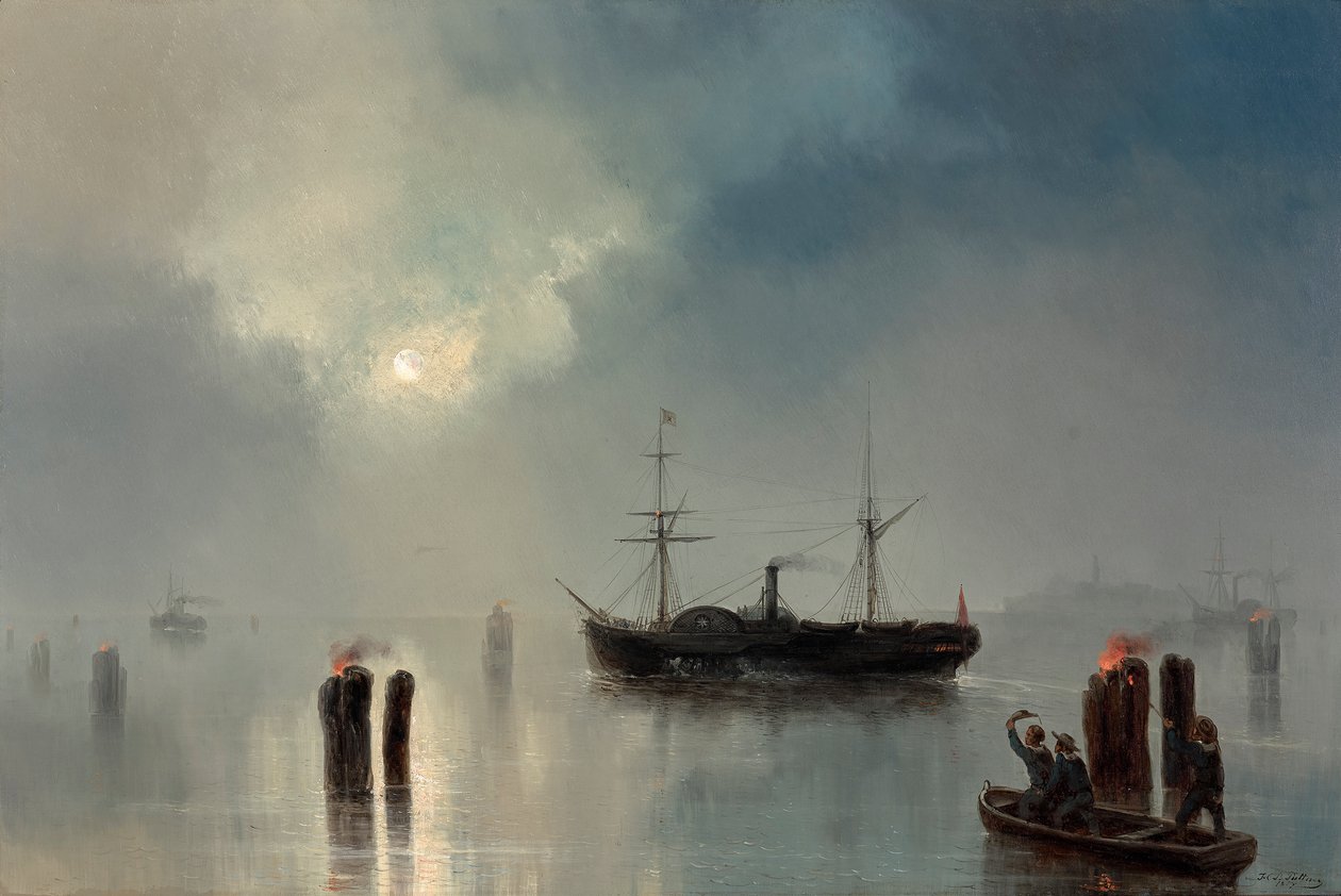 Nattfärd i lagunen av Josef Carl Berthold Püttner