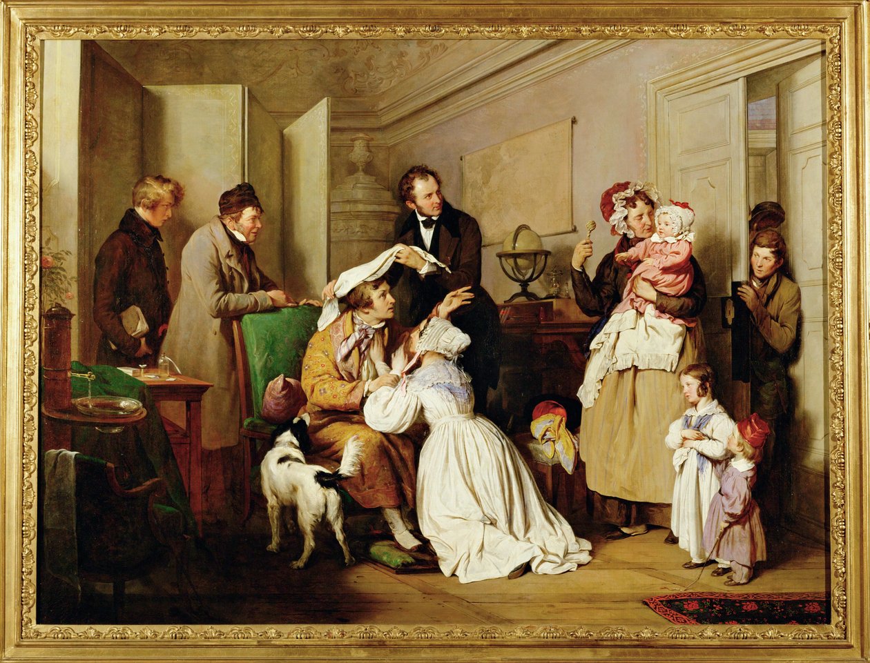Der Augenarzt - Ögonläkaren ... (målning på duk) av Josef Danhauser