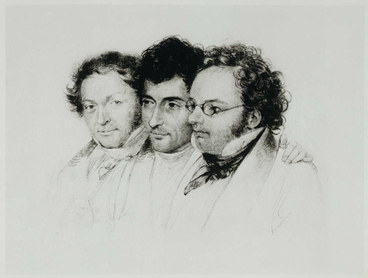 Johann Baptist Jenger, Anselm Huettenbrenner och Franz Schubert ... av Josef Eduard Teltscher