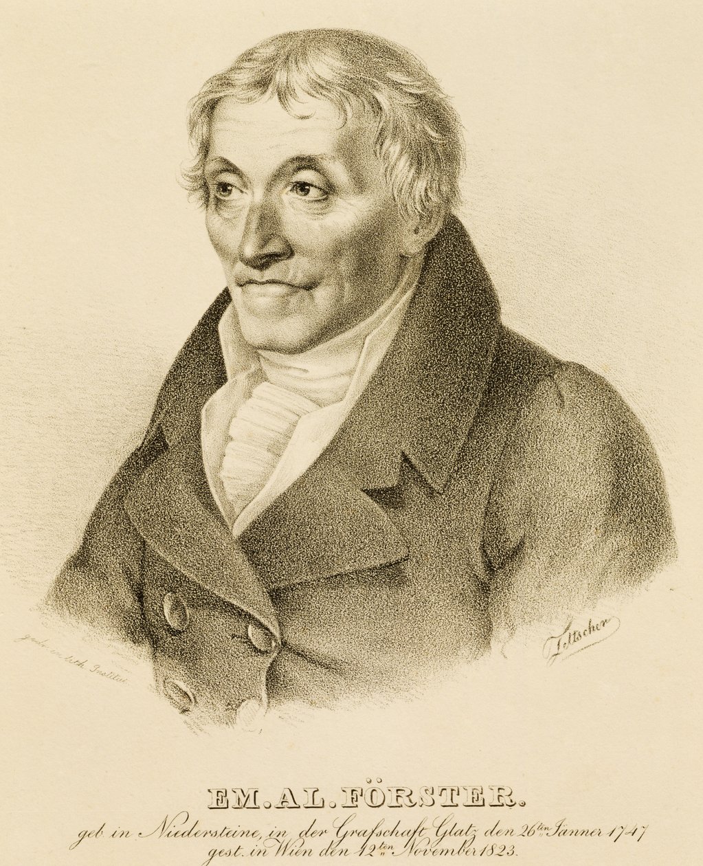 Porträtt av Emanuel-Aloys Forster (1748-1823), kompositör och lärare i kontrapunkt (litografi) av Josef Eduard Teltscher