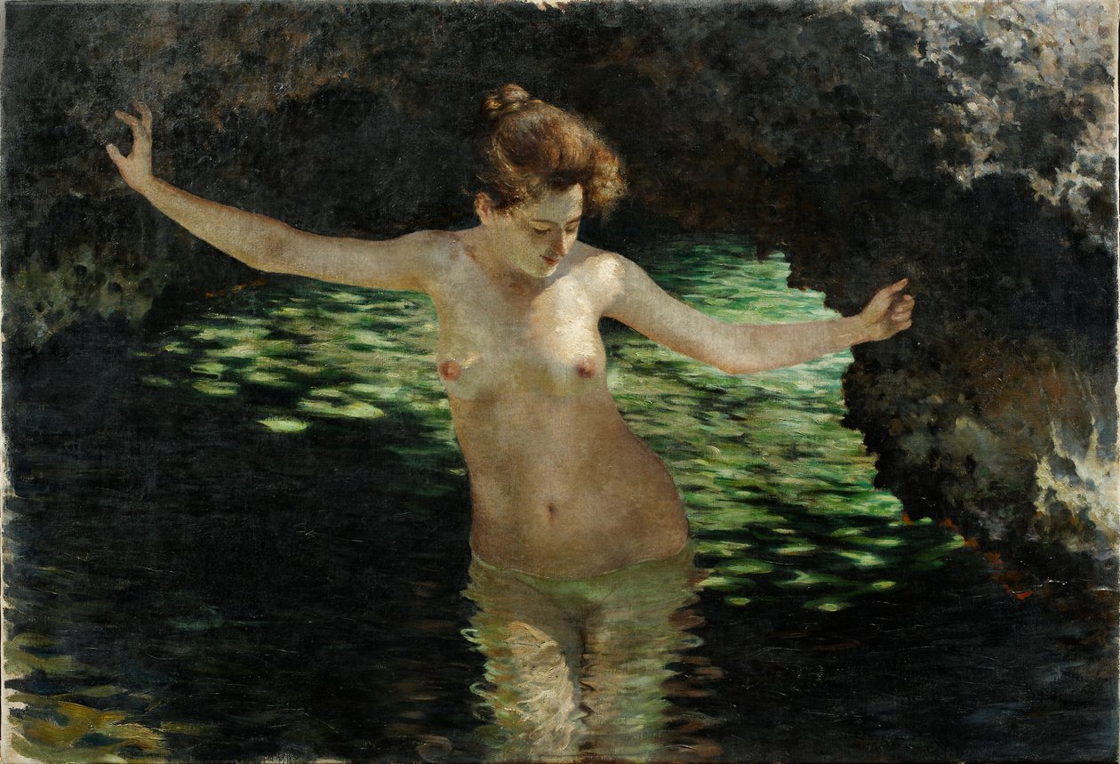Skogssjö - Badande av Josef Engelhart
