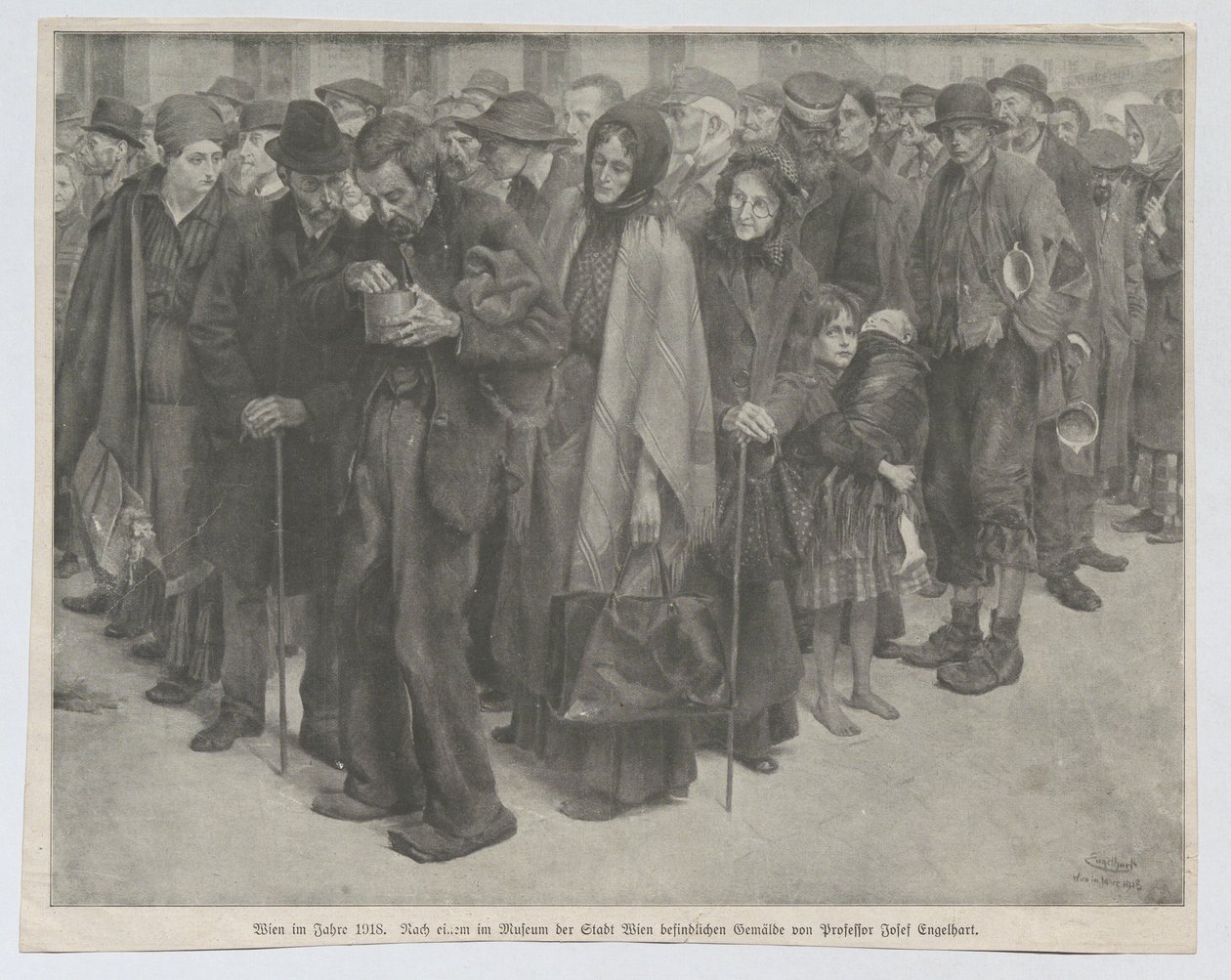 Tidningsurklipp, troligen ur "Leipziger Illustrirten Zeitung": "Wien år 1918" av Josef Engelhart