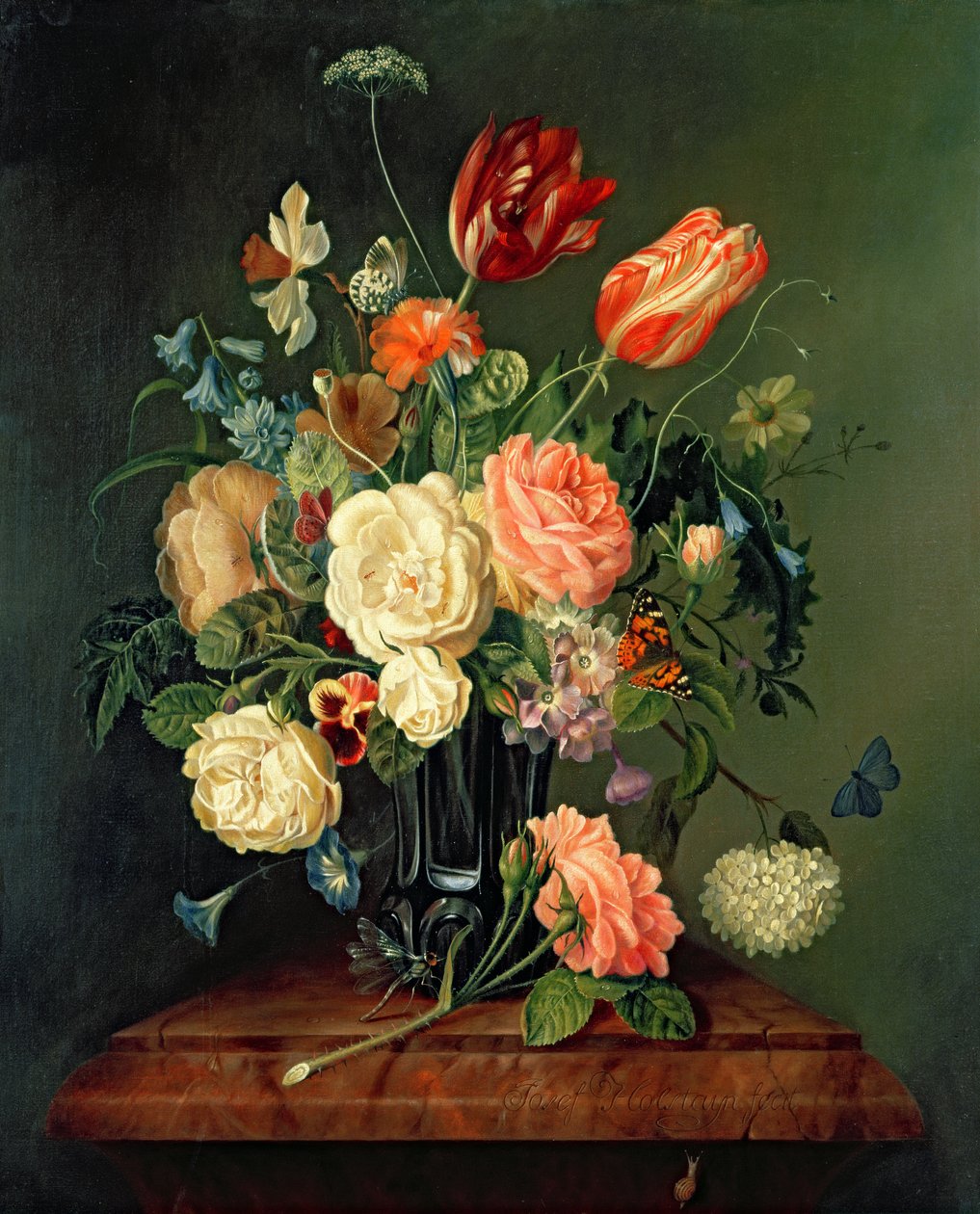 Stilleben med blandade blommor av Josef Holstayn
