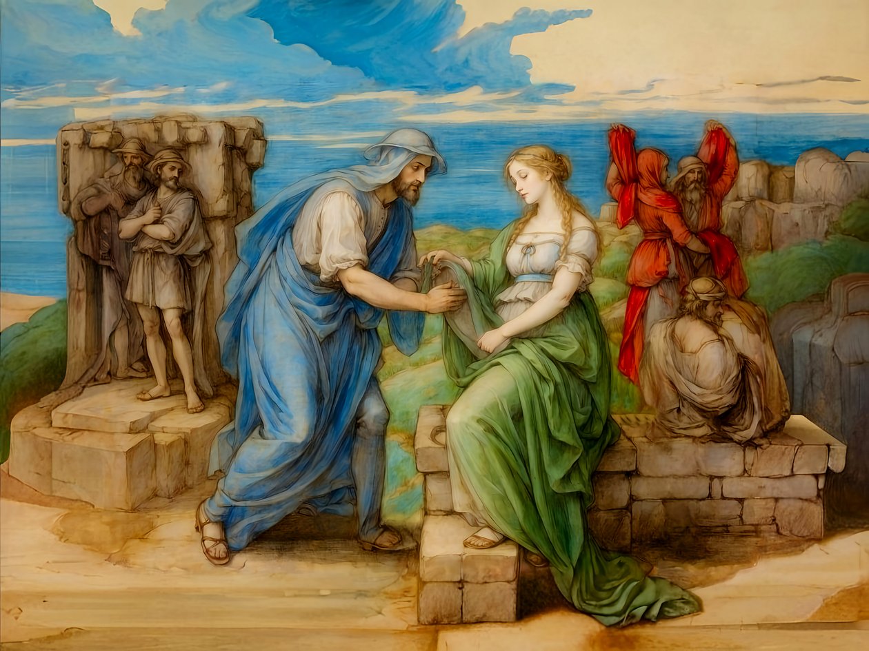 A1_Genesis_29-Rebekah vid brunnen av Josef Johann Michel