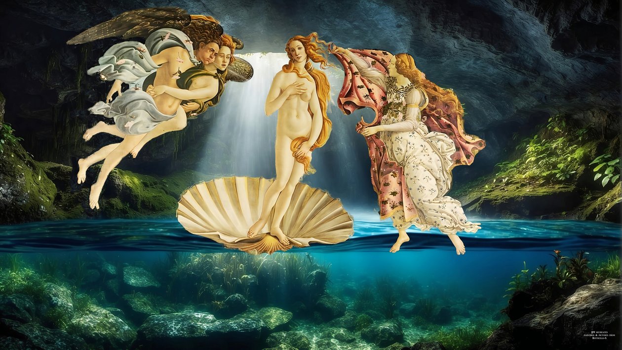 JJM-recreate_Botticelli-S_Die Geburt der Venus _undervatten av Josef Johann Michel