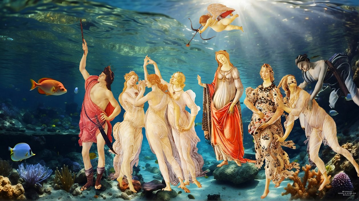 JJM återskapar_Botticelli-S_La Primavera_undervatten av Josef Johann Michel