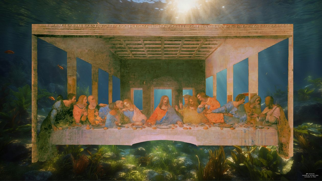 JJM-återskapa_Leonardo da Vinci_Den sista måltiden_undervatten av Josef Johann Michel