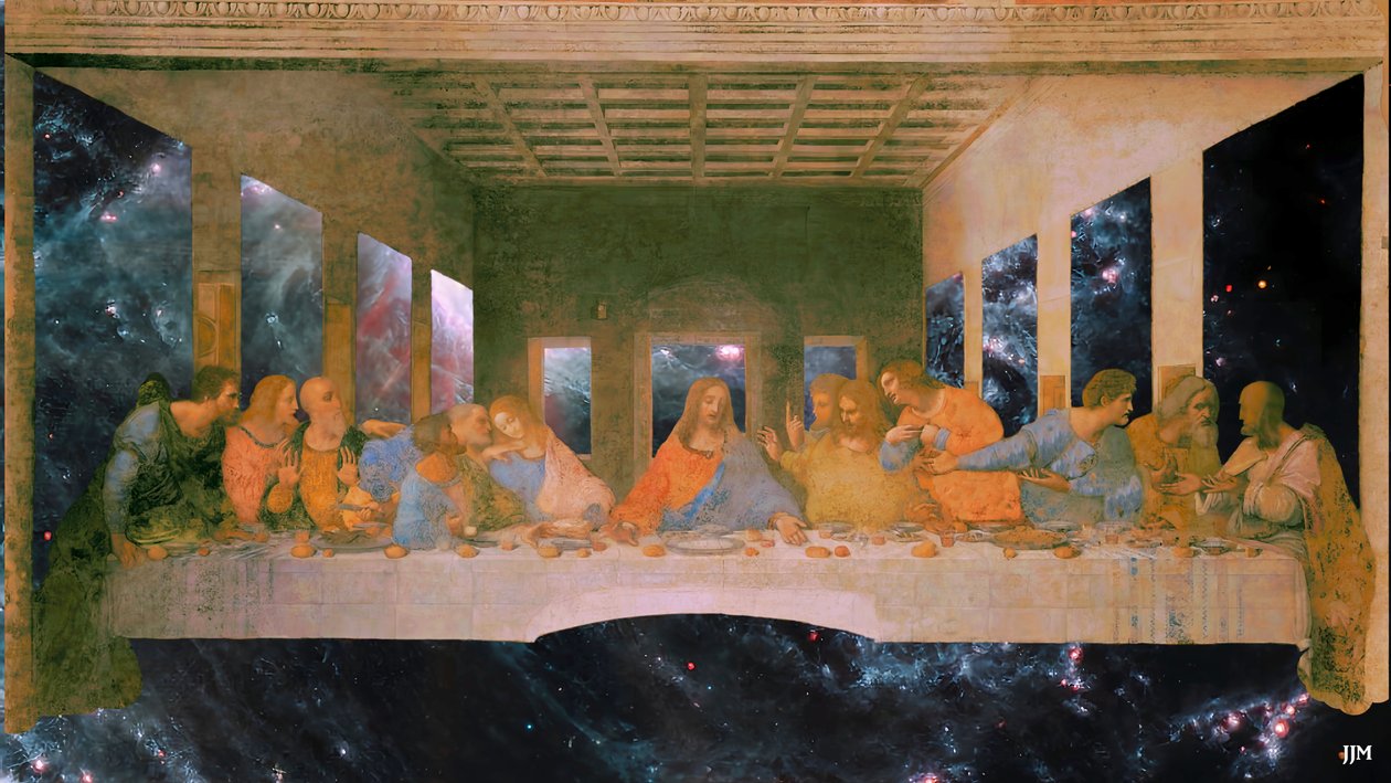 JJM-skapa: Leonardo da Vinci_Den sista måltiden+JWST av Josef Johann Michel