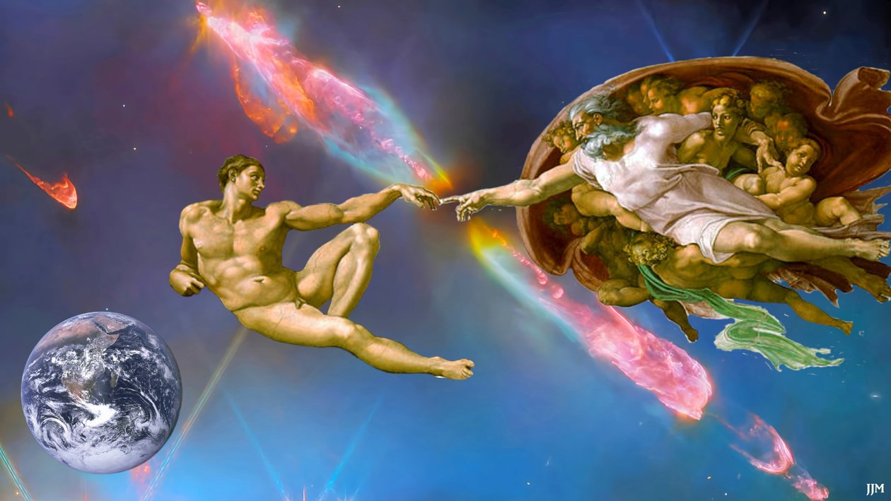 JJM-återskapa: Michelangelo_Adams skapelse+JWST av Josef Johann Michel
