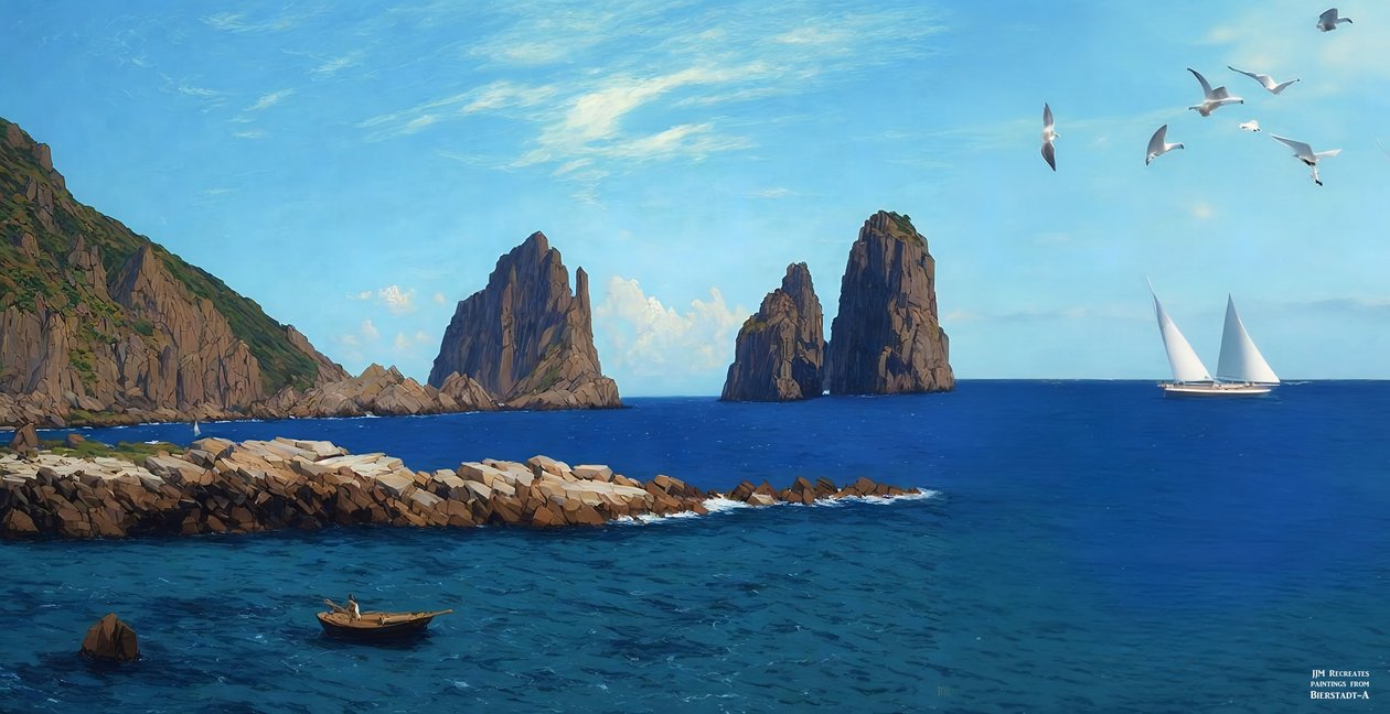 JJM återskapar Bierstadt-A: Rodd från klipporna av Josef Johann Michel