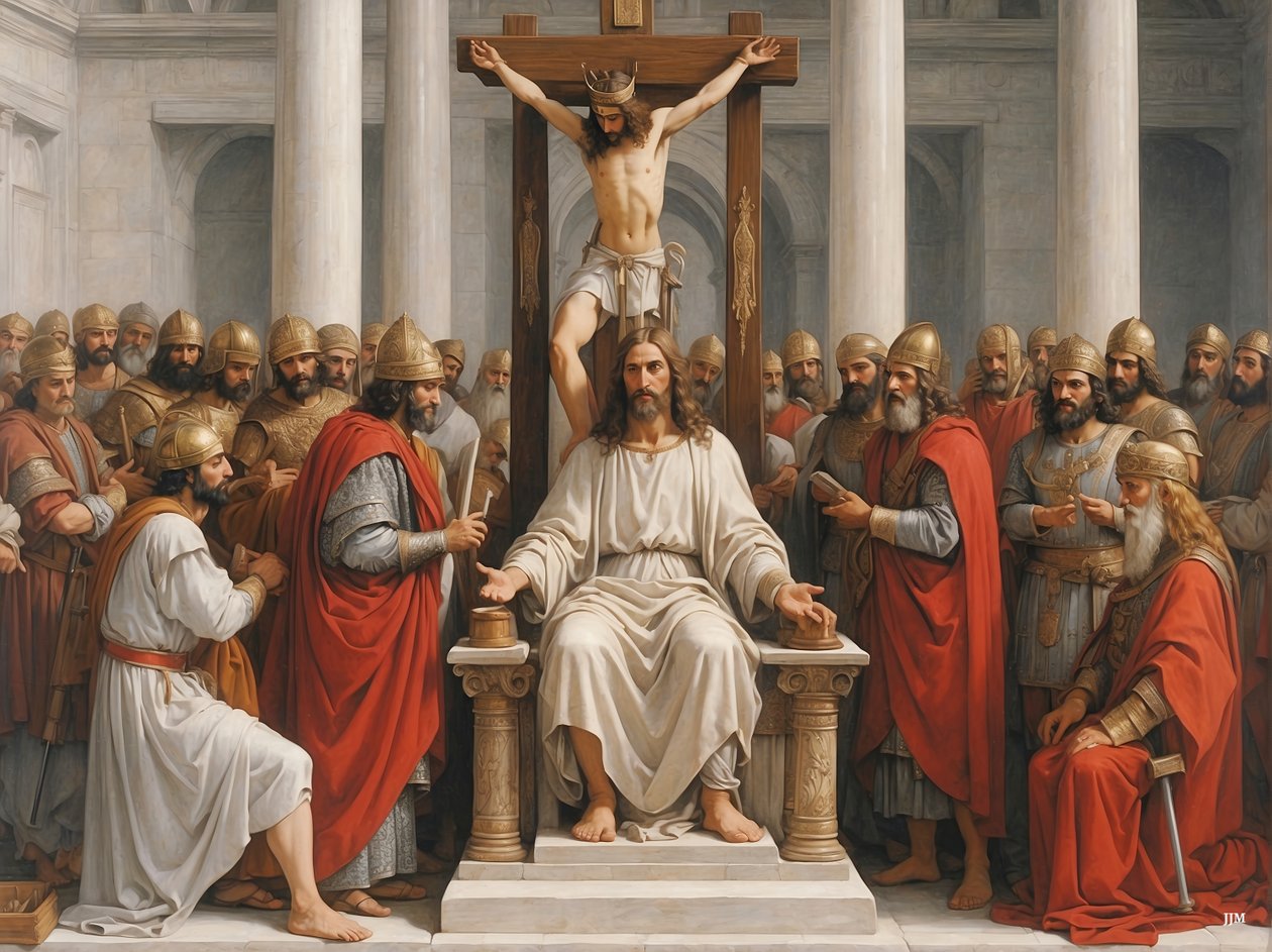 Jesus_anklagad och dömd av Pilatus_03 av Josef Johann Michel