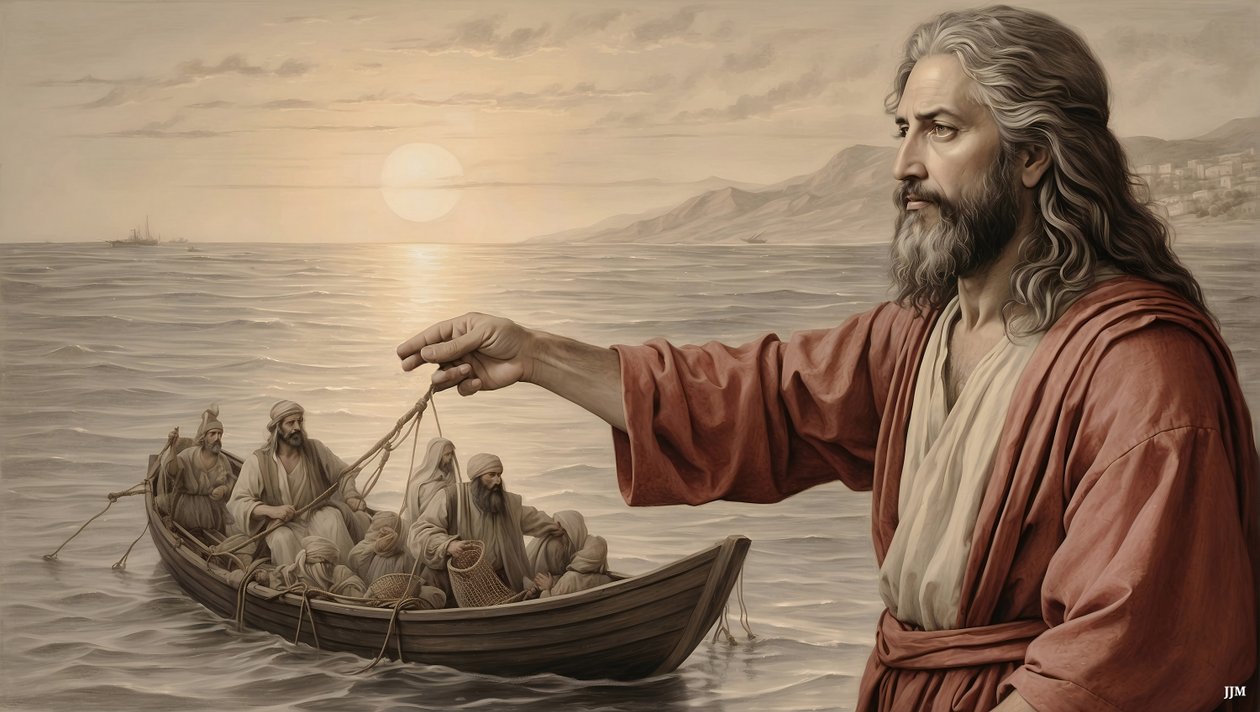 Jesus_nätet fylldes med 153 stora fiskar_01_E av Josef Johann Michel
