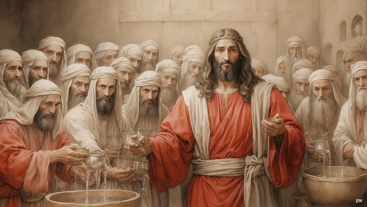 Jesus_säger till tjänarna_fyll vattenkärlen_Kanaans bröllop_03 av Josef Johann Michel