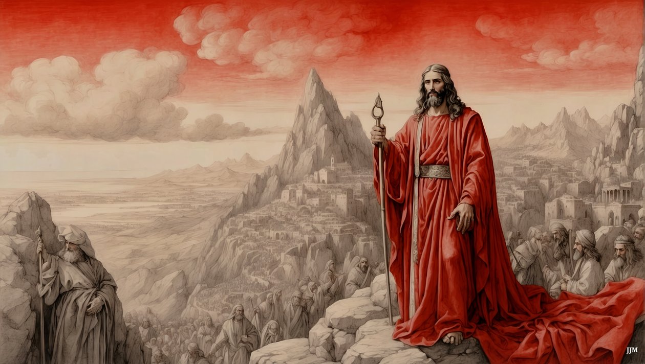 Jesus_visades alla världens riken av djävulen på ett berg-dyrka mig_01 av Josef Johann Michel