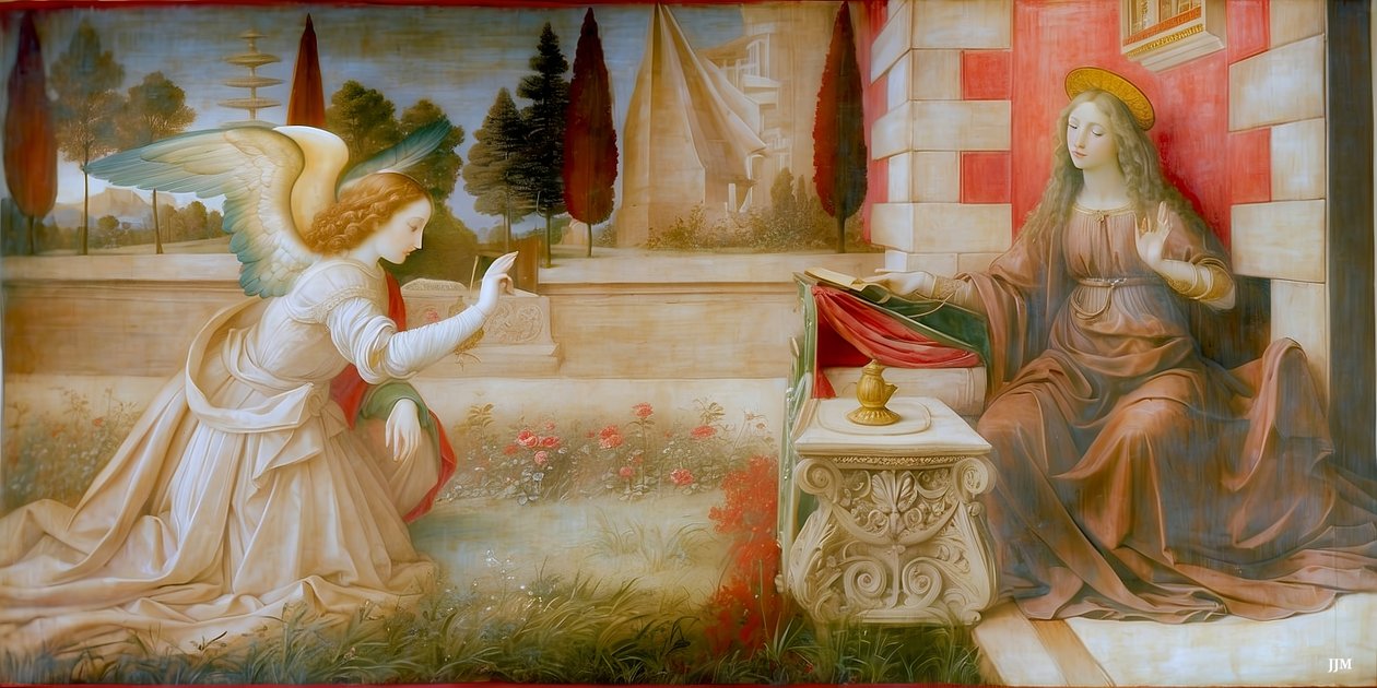 Maria får höra om befruktningen av en ängel_01 av Josef Johann Michel