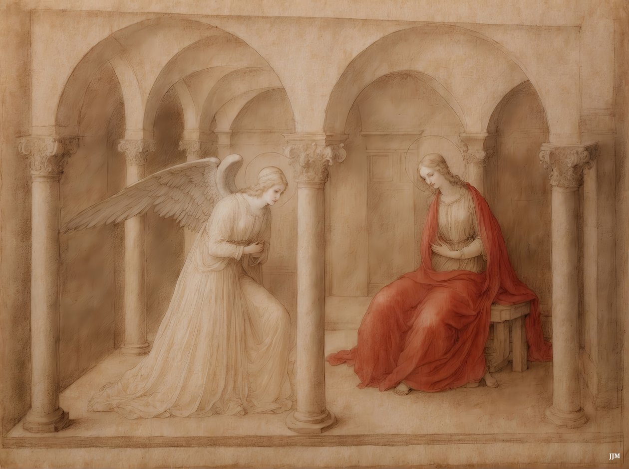 Maria får beskedet om befruktningen av en ängel_03 av Josef Johann Michel