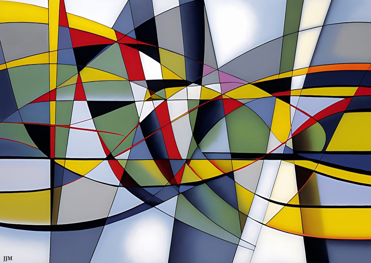 abstrakt: silver-yellow_curve 2 av Josef Johann Michel