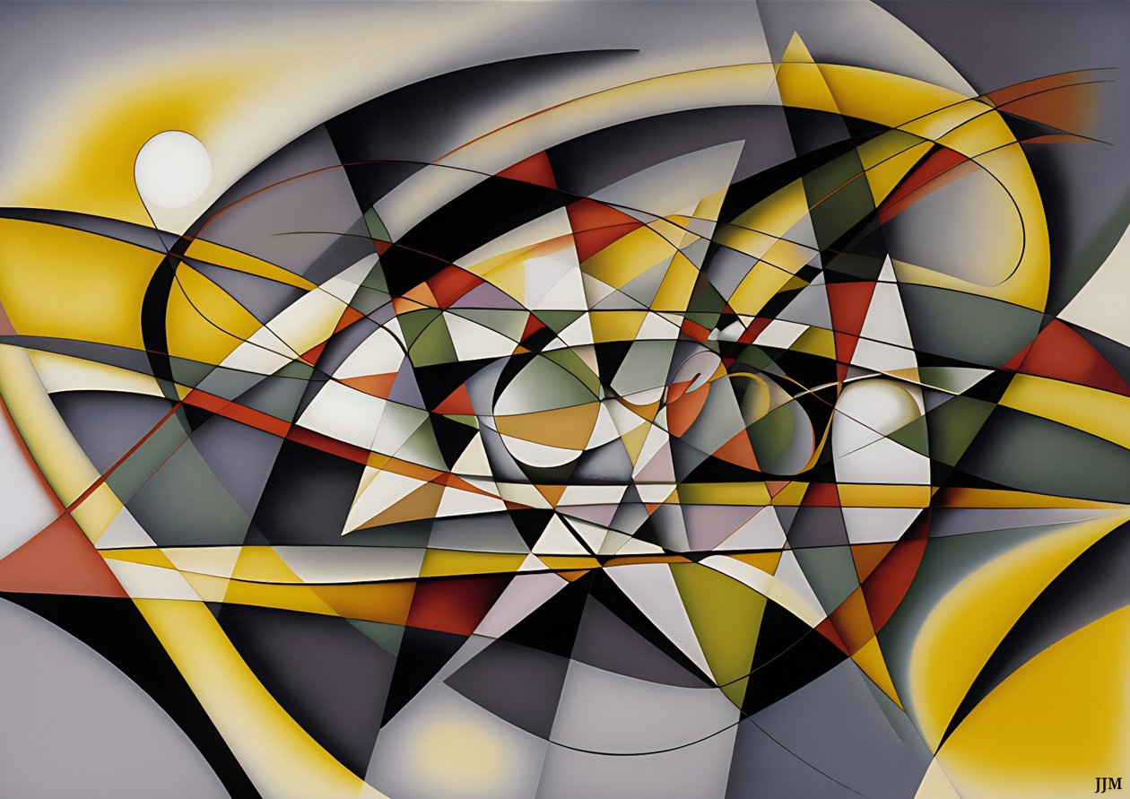 abstrakt: silver-yellow_curve 5 av Josef Johann Michel
